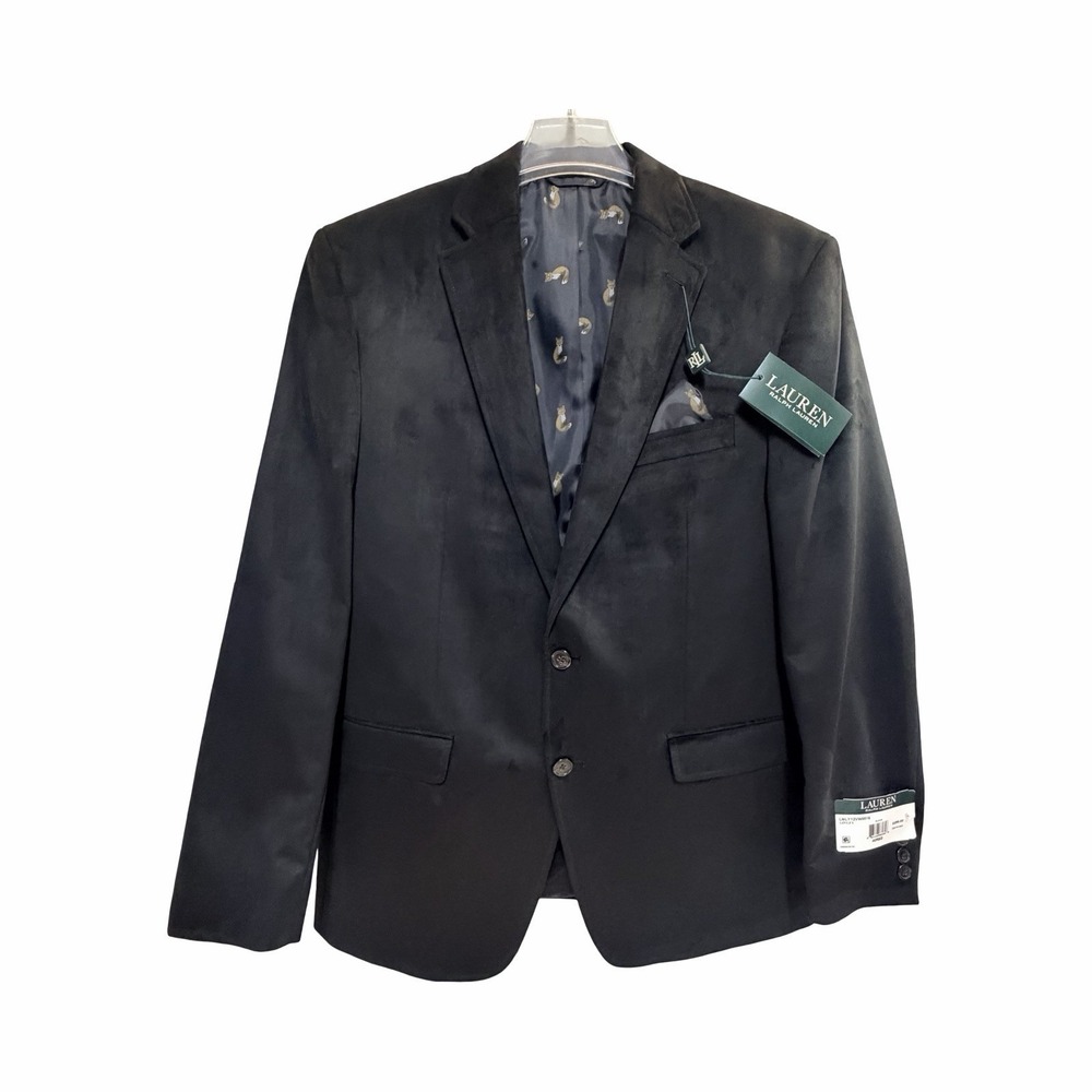 Ralph Lauren Men's 40R Black Ultra Suede 2 Button Blazer Jacket Sport Coat NWT - Picture 1 of 12